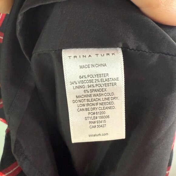 Trina Turk Dress Chiyah Plaid Holiday Shift Dress Sweetheart Neck Size 6 - Picture 8 of 10
